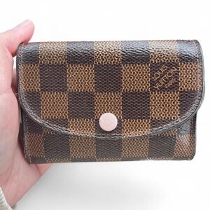 Authentic Louis Vuitton Damier Ebene Rosalie cardholder Rose Ballerine SN:UB0158